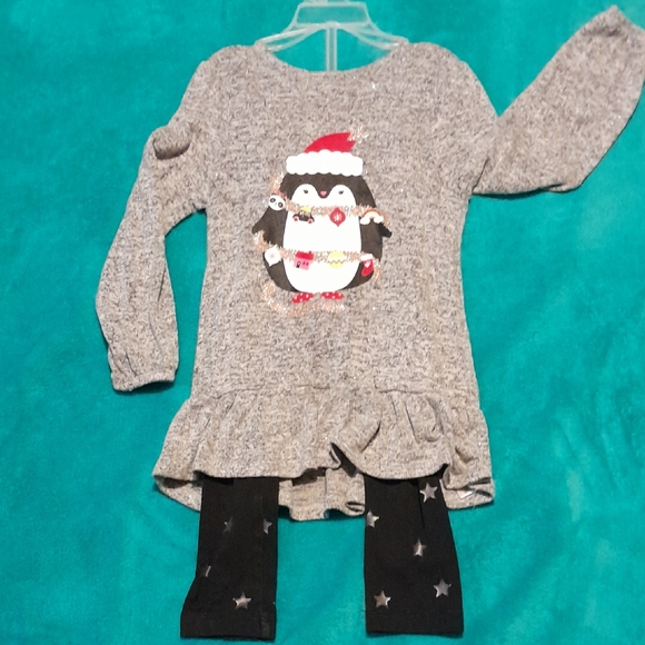 Gray Penguin Dress with Black Star Leggings - Picture 1 of 6